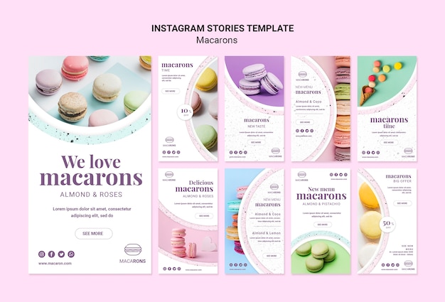 PSD gratuito amiamo il modello di storie di instagram macarons