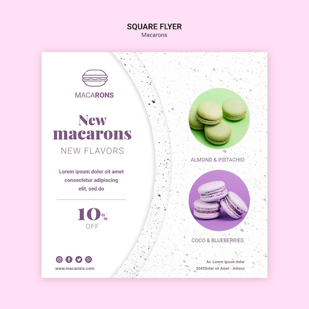 Free PSD we love macarons square flyer template