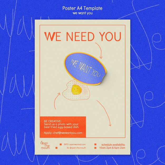 We want you a4 poster template