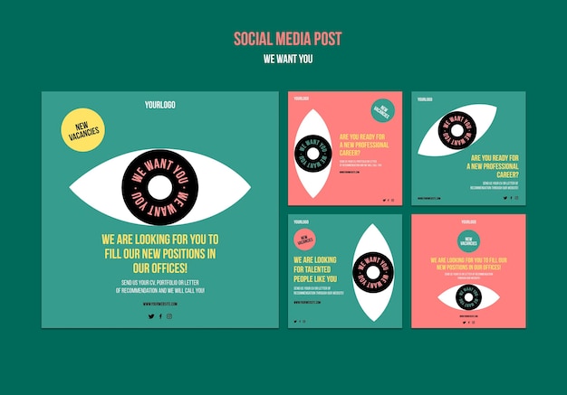 Free PSD we want you instagram post templates