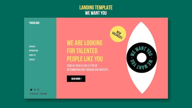 Free PSD we want you landing page template