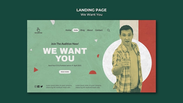 We want you landing page