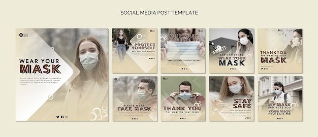 マスクソーシャルメディア投稿テンプレートを着用する