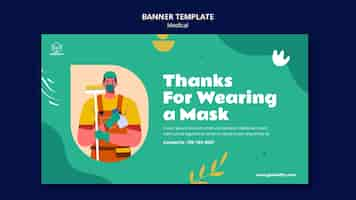 Free PSD wearing mask concept banner template