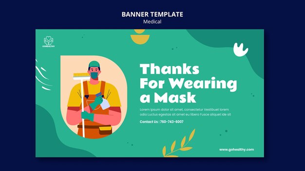 Wearing mask concept banner template