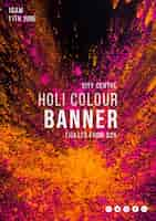 Free PSD web banner template for holi festival