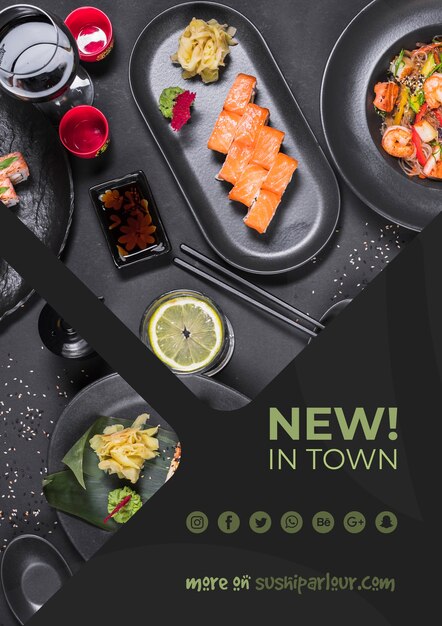 日本食レストランのWebバナーテンプレート