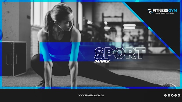 Free PSD web banner template with sports concept