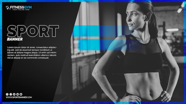 Free PSD web banner template with sports concept