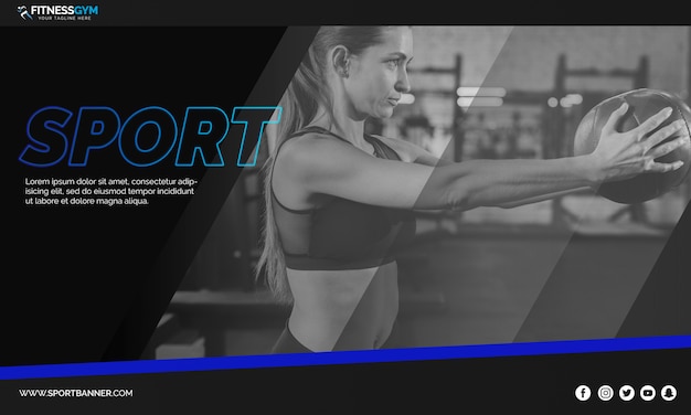 Free PSD web banner template with sports concept