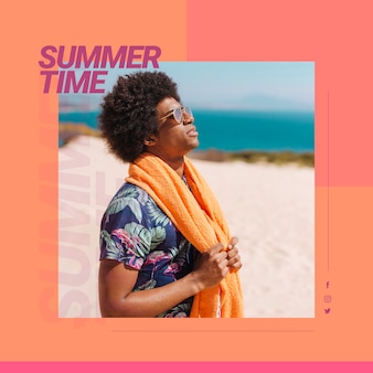 Web banner template with summer concept