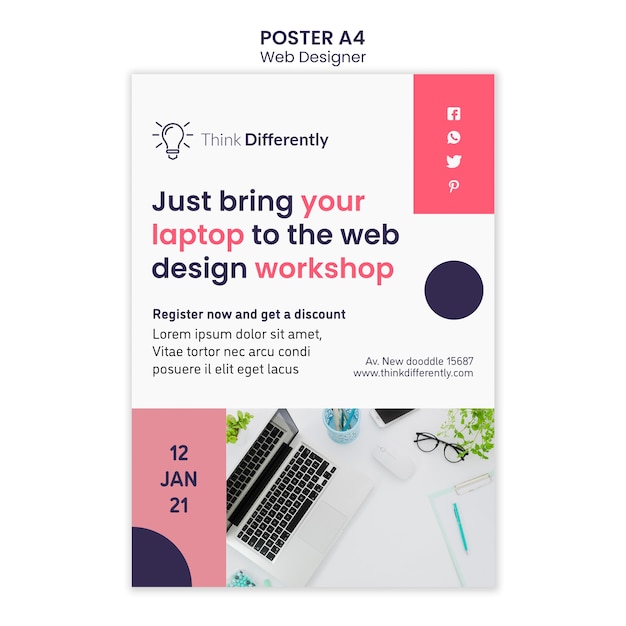 PSD gratuito modello di poster di concetto di web design