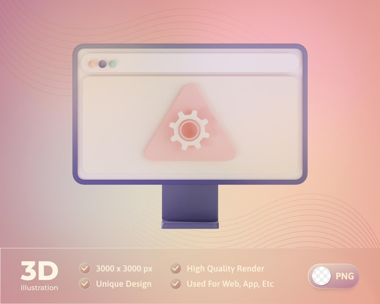 Free PSD web design icon error system 3d illustration