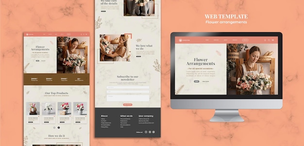 無料PSD フラワーアレンジメントショップのウェブページ