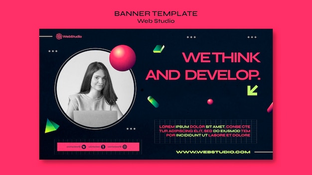 PSD gratuito modello di banner per studio web