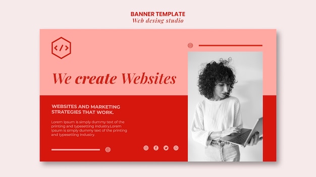 PSD gratuito modello di banner design web studio