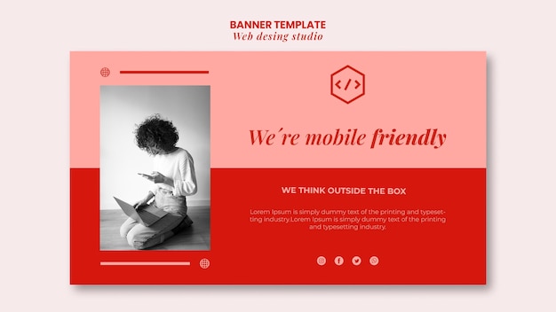Web Studio Design Banner Template with Free Download Option