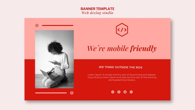PSD gratuito modello di banner design web studio