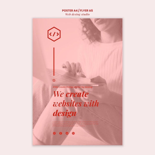 Free PSD web studio design flyer template, download for PSD