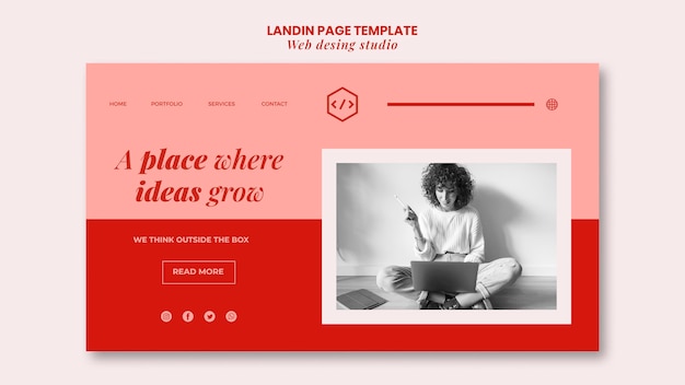 Free PSD web studio design landing page template