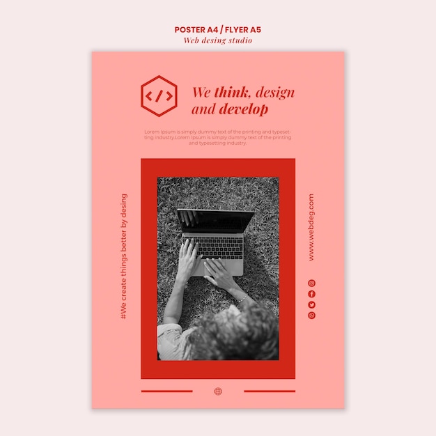 Web studio design poster template