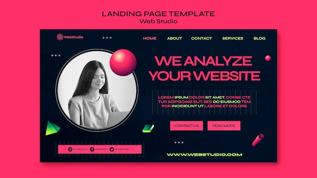 Free PSD web studio landing page template