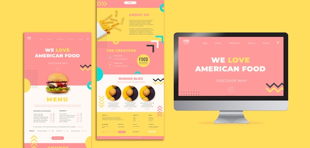 Web template for american food with burger