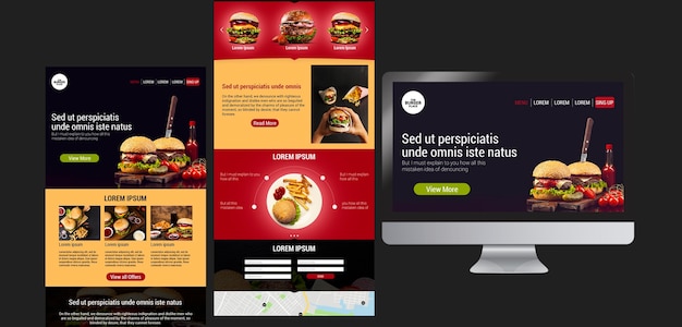 PSD gratuito modello web per ristorante di hamburger