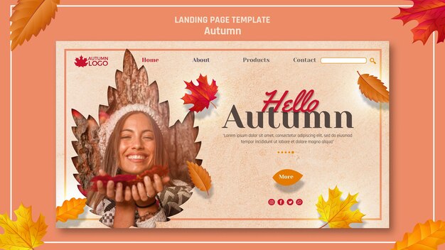 Web template for landing page with welcoming autumn season