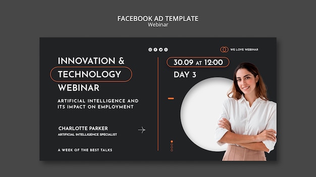 Modello di facebook del concetto di webinar