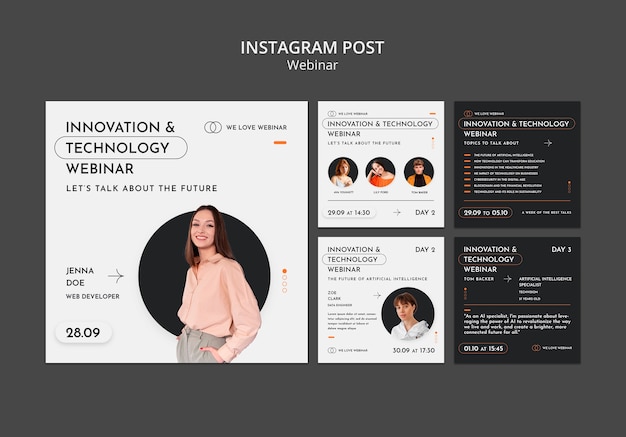 Free PSD webinar concept  instagram posts