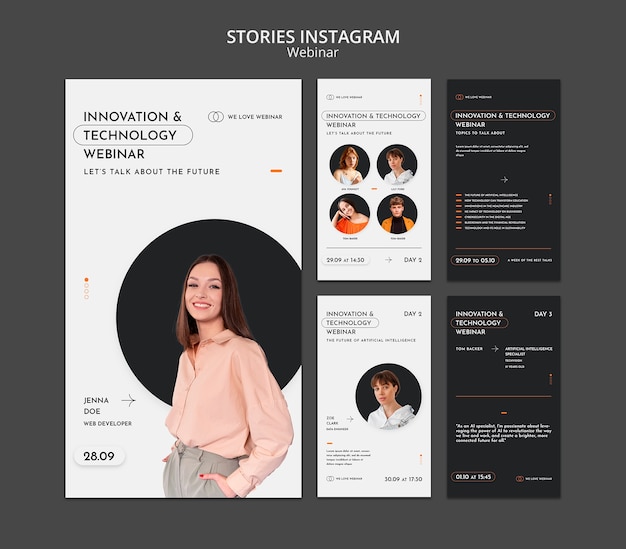 PSD gratuito modello di storie di instagram del concetto di webinar