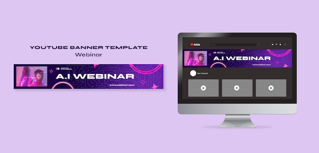 Modello di banner per youtube sul concetto di webinar