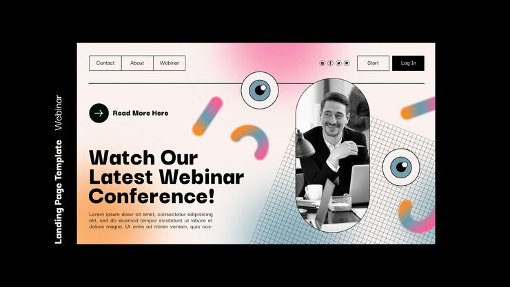 Free PSD webinar conference landing page template