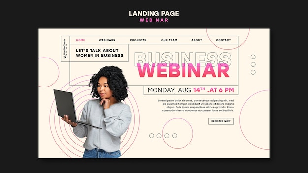 Free PSD webinar conference landing page template