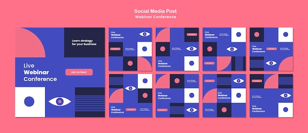 無料PSD ウェビナー会議のソーシャルメディアの投稿