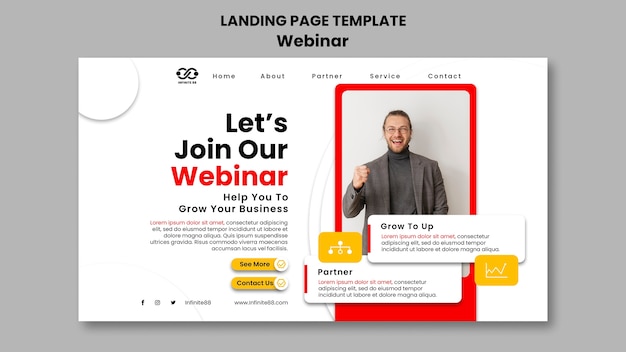 Free PSD webinar learning concept landing page template