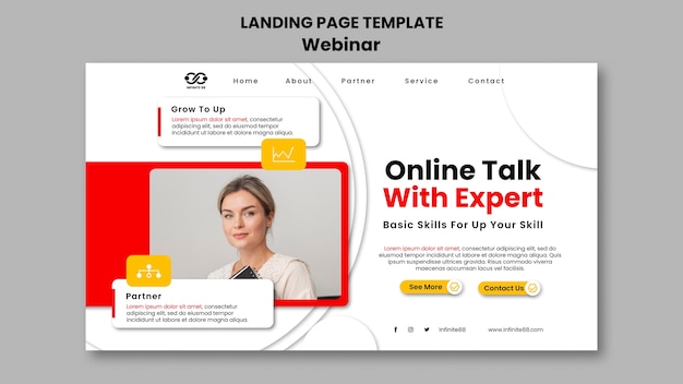 Free PSD webinar learning concept landing page template