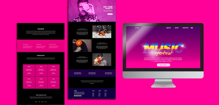 Free PSD website template for 80s music festival