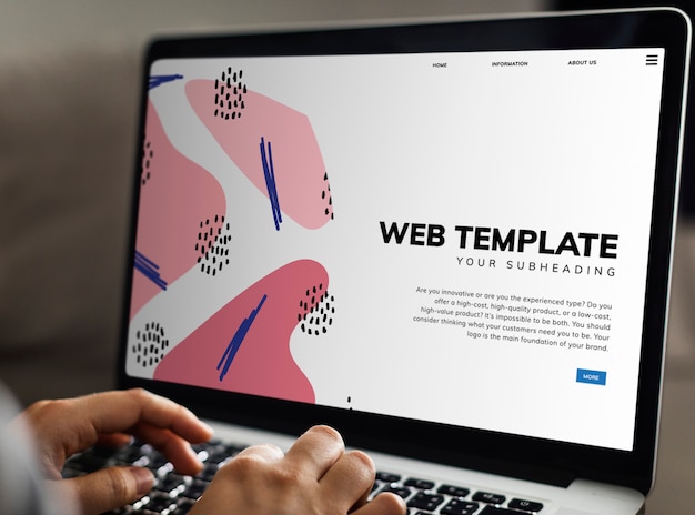 Free PSD website template on laptop screen