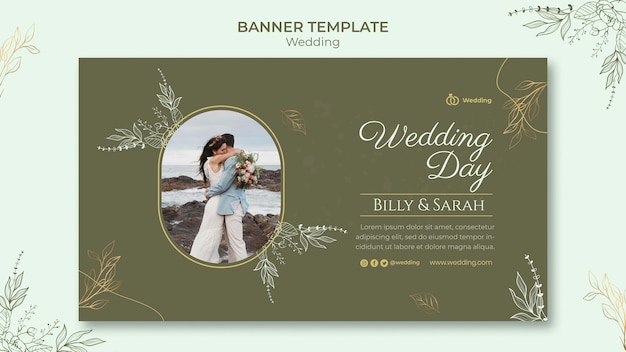 PSD gratuito modello di banner di matrimonio con foto