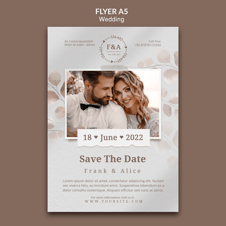 Free PSD wedding celebration flyer template