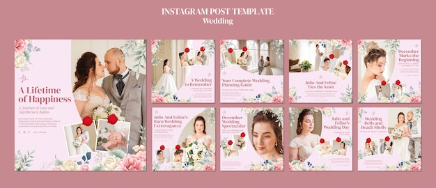 PSD gratuito post su instagram per la celebrazione del matrimonio