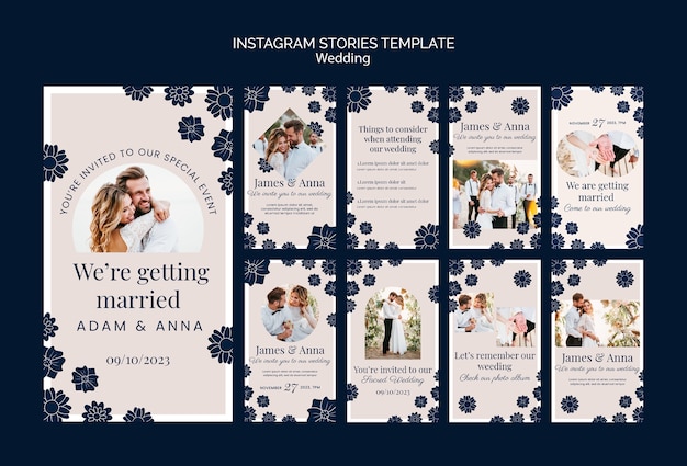 PSD gratuito storie di instagram per la celebrazione del matrimonio