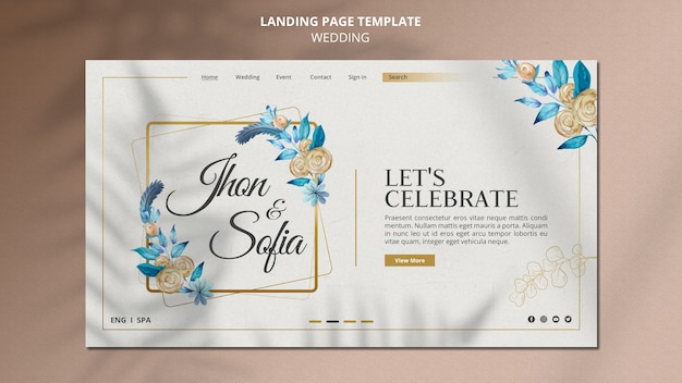 Wedding celebration landing page template