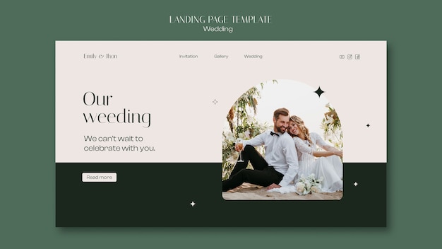 Free PSD wedding celebration landing page template