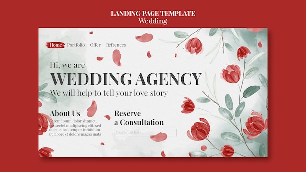 Free PSD wedding celebration landing page template