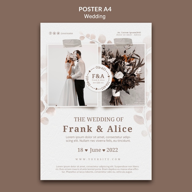 Wedding celebration poster template