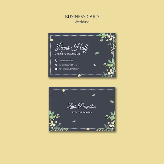 Свадебная концепция шаблон визитной карточки