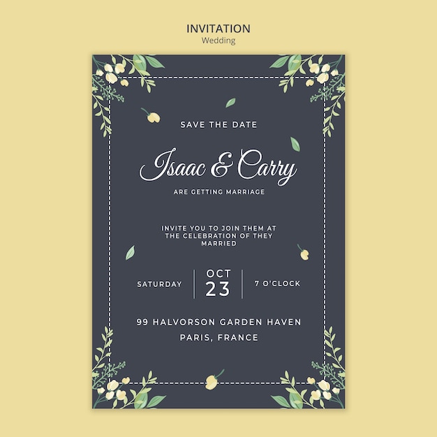 Free PSD wedding concept invitation template